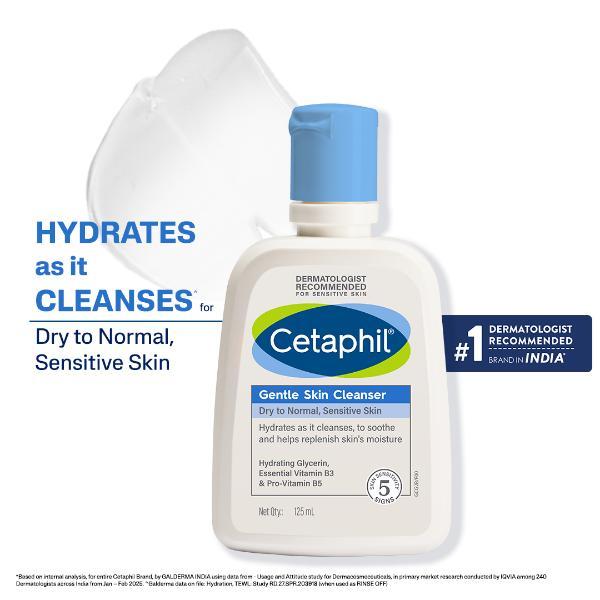 Cetaphil Gentle Skin Cleanser For Dry to Normal - Sensitive Skin 125 ml - Face Wash & Cleansers