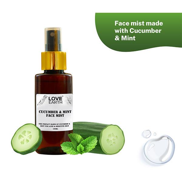Love Earth Cucumber Mint Face Mist Toner with Cucumber Mint 100 ml - Face Mists