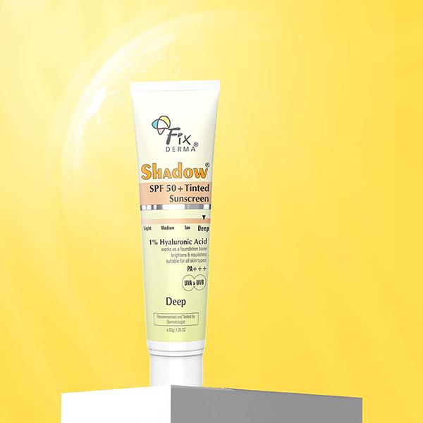 Fixderma Shadow Tinted Sunscreen Deep SPF 50 PA+++ - UVA & UVB Protection, All Skin Types 30 gm - Face Sunscreen