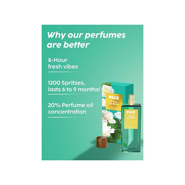 PLIX Day In Paris Perfume for Everyday Use - Long Lasting & Premium Parfum, Fresh Fragrance, Geranium, Peony, & Vanilla, Floral, Perfume for all Occasions 100 ml - Perfumes (Edt/Edp)