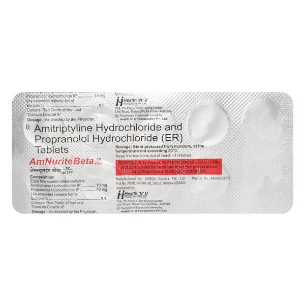 AMNURITE BETA ER 10/40 Tablet 10's - Migraine