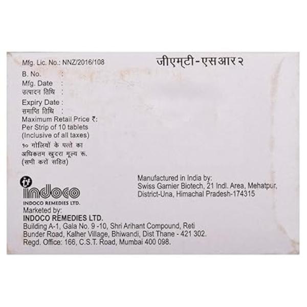 GMT SR 2mg Tablet 10'S - Diabetes-Ant