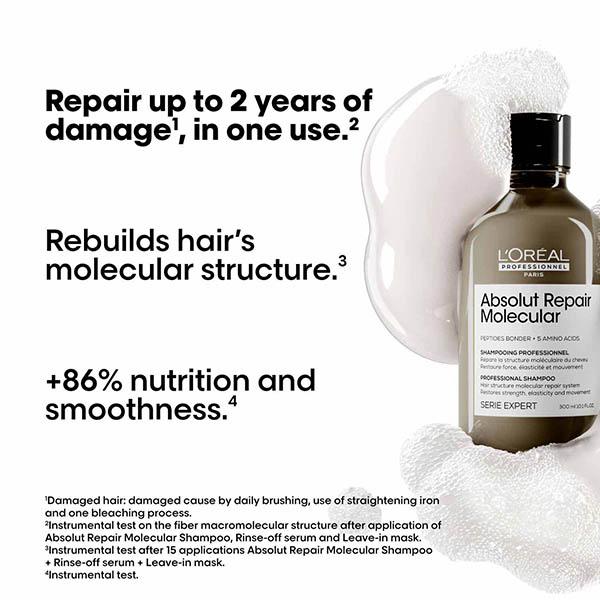 L'Oreal Professionnel Absolut Repair Molecular Sulfate-Free Deep Repairing Shampoo for Damaged Hair 300 ml - Shampoos
