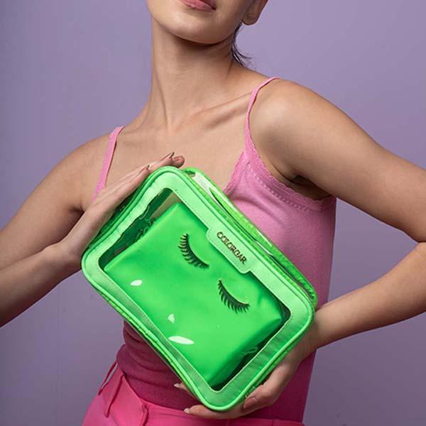 Colorbar Lips and Lashes Box Pouch - Neon Green 1's - Makeup Pouches