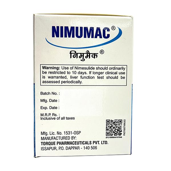 NIMUMAC VANILLA FLAVOUR MOUTH DISSOLVING Tablet 10's - Pain relief-Nsa
