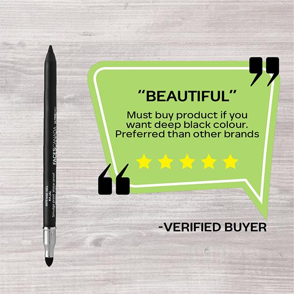 Faces Canada Ultime Pro Intense Gel Kajal With Smudger & Sharpener - Black, 24HR Long Stay 1.2 gm - Kajal & Kohls