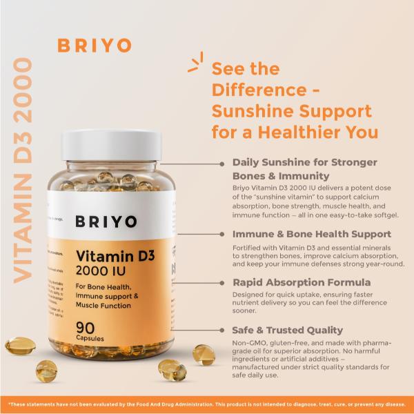Briyo Vitamin D3 2000 IU Softgel 90's - Multi-Vitamins