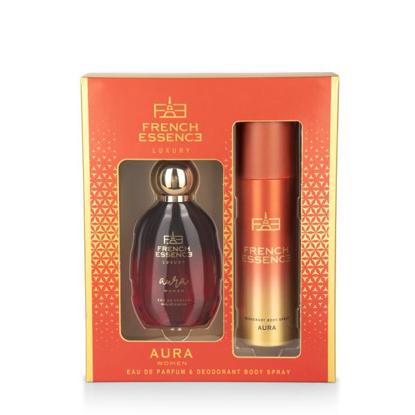 Netmeds | French Essence Aura Gift Set - Deodorant Body Spray 150 ml + Perfume 60 ml 1's