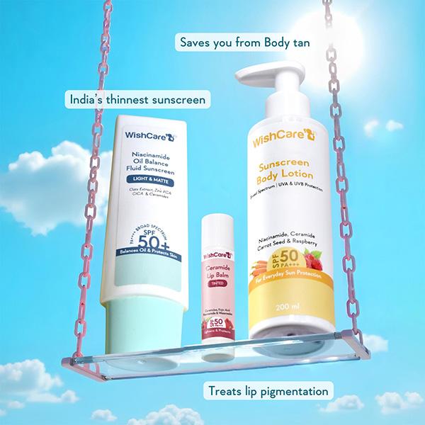 WishCare Head to Toe Sun Protection Kit with SPF 50 Niacinamide Oil Ceramide Lip Balm , SPF 50 PA+++ 1's - Face Sunscreen