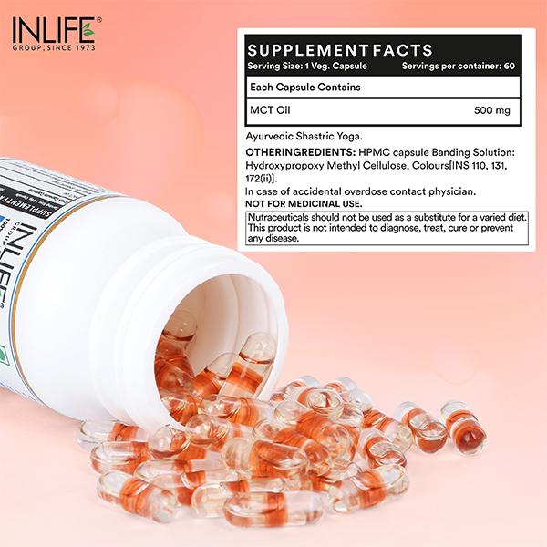 Inlife MCT Oil 500 mg Liquid Filled Veg Capsule 60's - Weight Loss