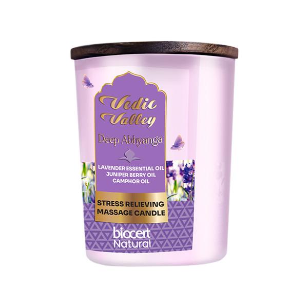 Vedic Valley Lavender Stress Relieving Body Massage Candle Certified Natural 200 gm - Others