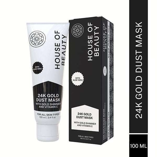 House of Beauty 24K Real Gold Dust Face Mask-Bridal Party Instant Glow with Niacin& Vit-C 100ml - Face Mask