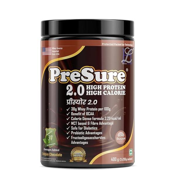 Presure 2.0 High Protein High Calorie Powder - Belgian Chocolate 400 g - Protein Drink