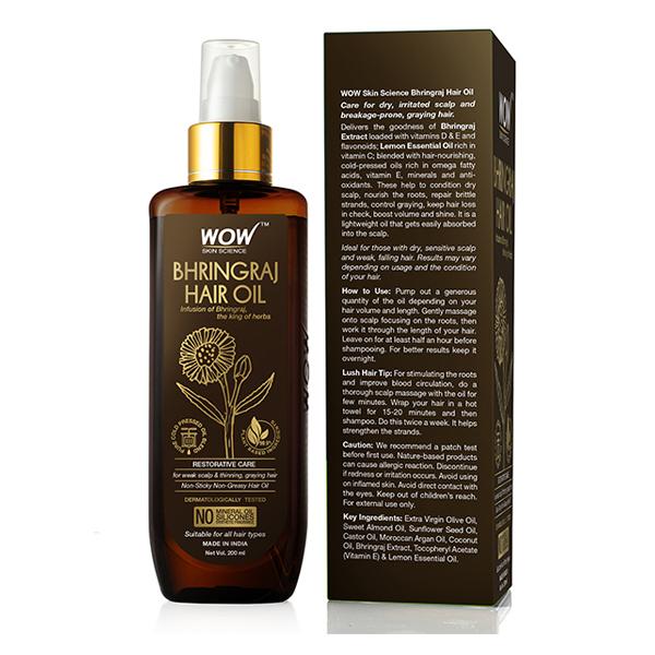 WOW Skin Science Bhringraj Hair Oil 200 ml - Hair Oils