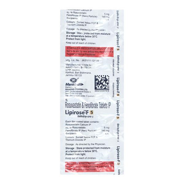 Lipirose F 5mg Tablet 10'S - High Cholesterol-Dys
