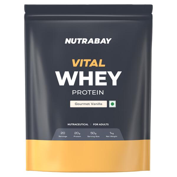 Nutrabay Gold Vital Whey Protein Powder - Gourmet Vanilla 1 kg