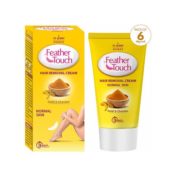Netmeds | Vi-John Women Feather Touch Hair Removal Cream - Haldi Chandan - Pack of 6 x 40 gm