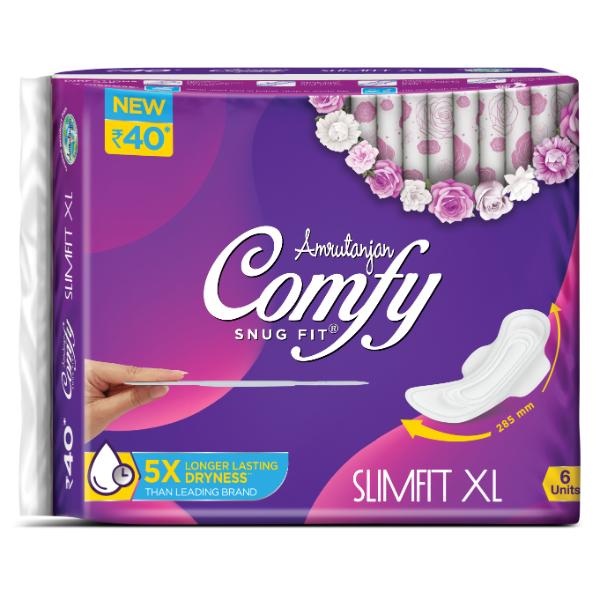 Netmeds | Amrutanjan Comfy Slimfit Sanitary Napkin XL 6's
