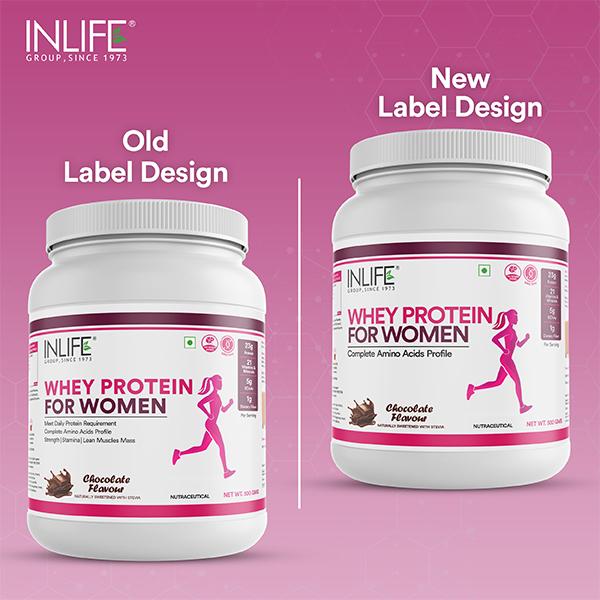 Inlife Whey Protein Powder for Women - Chocolate Flavour 500 gm - Whey Proteins