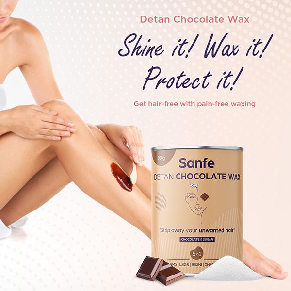 Sanfe Detan Chocolate Wax - Chocolate & Sugar 600 gm - Hair Removal Accessories