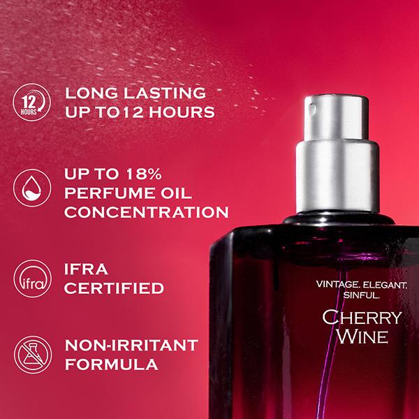 Mcaffeine Fien Cherry Wine Perfume For Women- Citrus-Sweet EDP, 12 Hrs Long Lasting 100 ml - Women Perfumes (Edt/Edp)