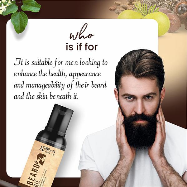 Globus Naturals Beard Oil, Enriched with Amla Reetha Erand & Sesame Oil, Natural 50ml each 2's - Face Oils
