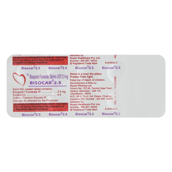 Bisocar 2.5mg Tablet 10'S - Hypertension-Bet
