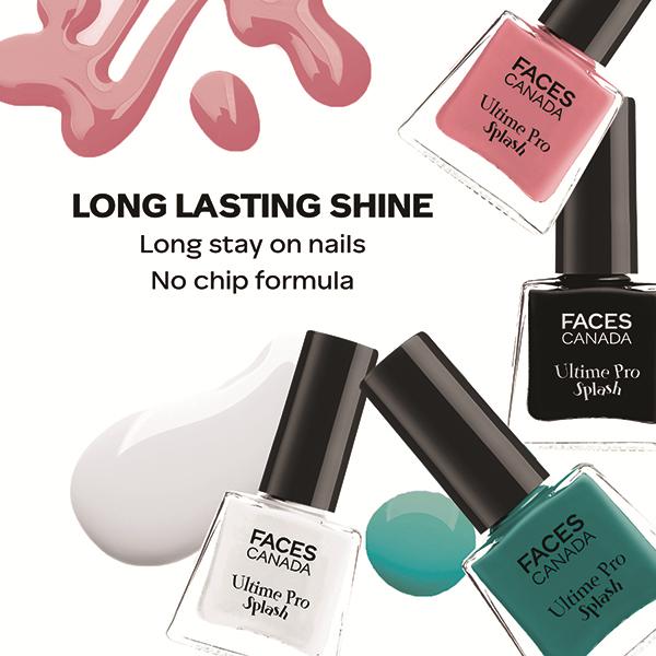 Faces Canada Ultime Pro Splash Mini Nail Enamel, Black Beauty + White O White + Bahama Breeze + Ignite, 20ml 1's - Nail Polish