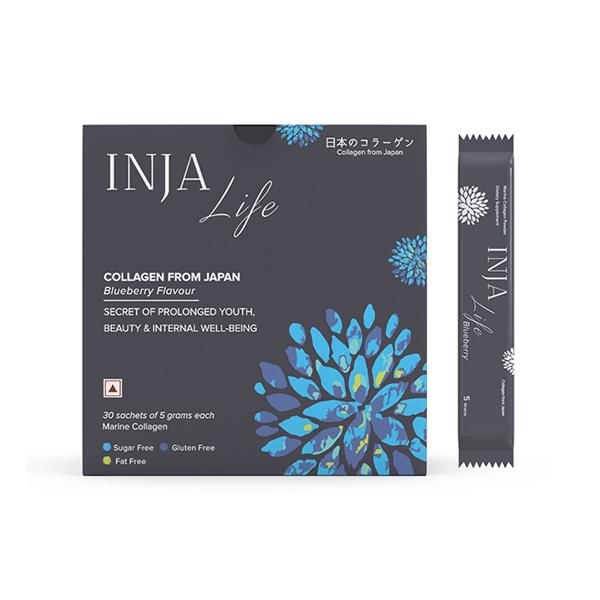Netmeds | INJA Life Japanese Marine Collagen Sachet - Blueberry Flavour (Pack of 30 x 5 g)