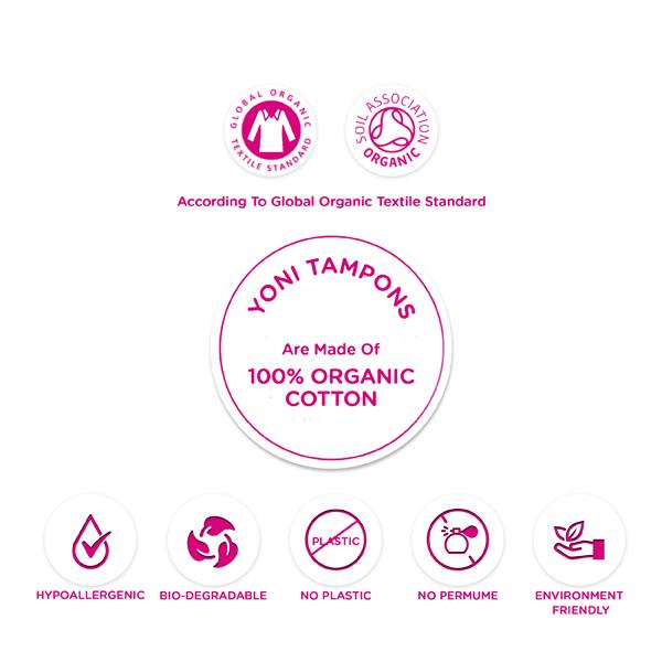 Yoni Organic Cotton Tampons - Light 16's - Tampons