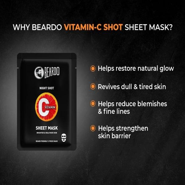 Beardo Vitamin C Sheet Face Mask - Night Shot 20 gm - Masks & Peels