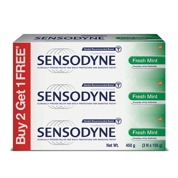 Sensodyne Sensitive Toothpaste - Fresh Mint (Pack of 3 x 150 gm) - Toothpaste