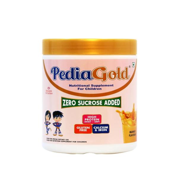 Netmeds | PediaGold Zero Added Sucrose Complete Nutrition Powder for Children - Mango Flavour 400 g