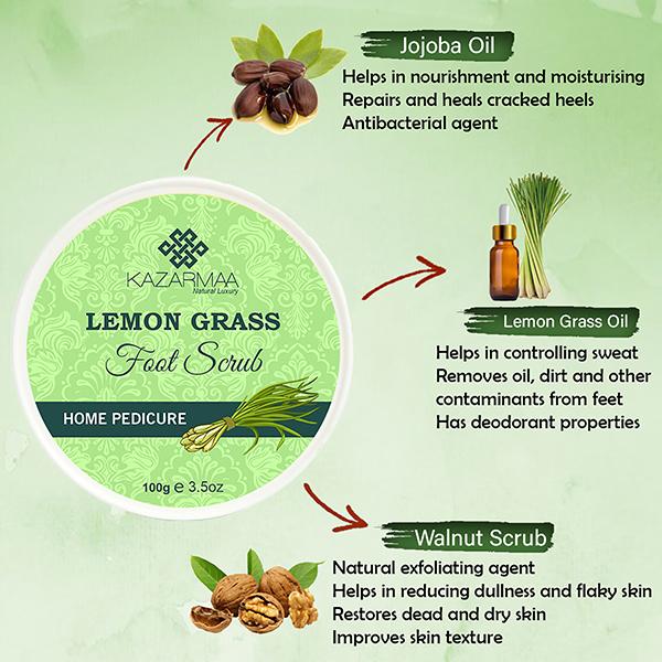 Kazarmaa Lemon Grass Foot Scrub And Foot Scrubber Tool 250 gm - Foot Scrubs