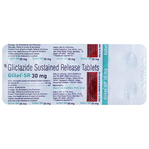 GLILET SR 30 MG Tablet 10's - Diabetes-Ant