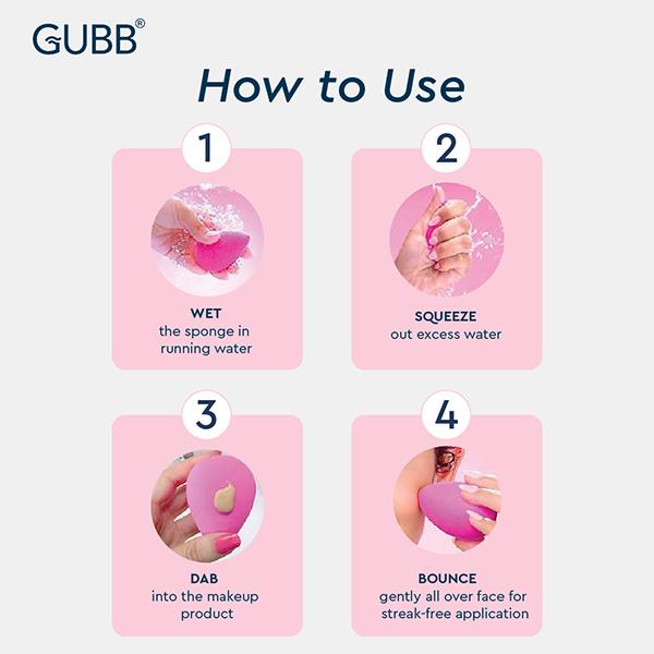 GUBB Beauty Blender Set of 4 - Peach & Pink 100 gm - Sponges & Applicators