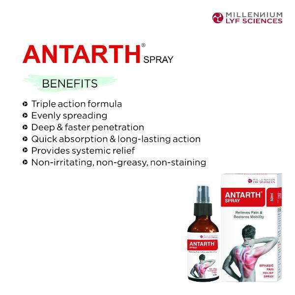 Millennium Lyf Sciences Antarth Biphasic Pain Relief Spray 50 ml - Pure Herbs