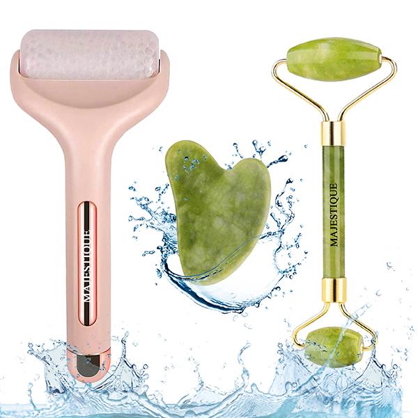 Netmeds | Majestique Face Massage Kit, Ice Roller, Jade Massager and Gua Sha for Lifting, Neck Healing 3Pcs 1's