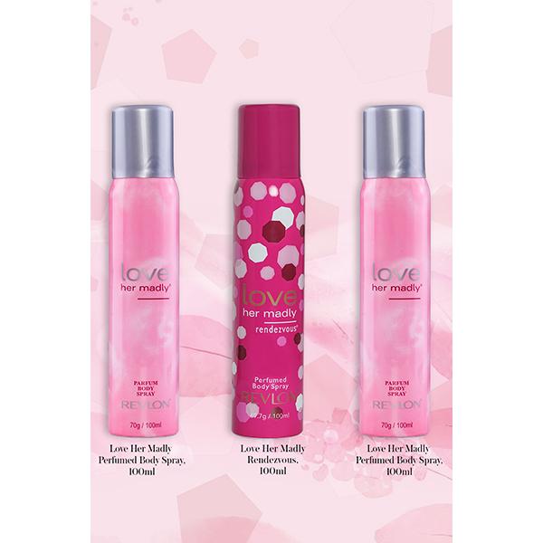 Revlon Love Her Madly Perfumed Body Spray Pack Of 3 Combo For Women (Love Her Madly + Love Her Madly + Love Her Madly Rendezvous ) 300 Ml - Women Deodorants/Roll-Ons