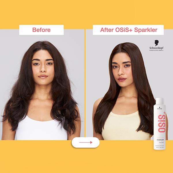 Schwarzkopf Professional OSiS+ Sparkler Hair Styling Shine Spray, Frizz Free Shine, Vegan, Silicone-free, Heat protection Hair Spray 300 ml - Hair Sprays & Mists