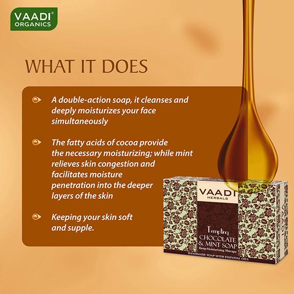 Vaadi Herbals Tempting Chocolate & Mint Soap - Deep Moisturising Therapy 75 gm - Soaps