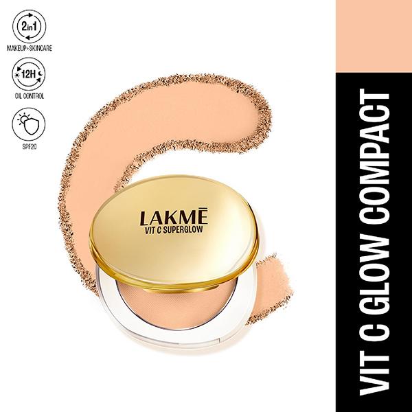 Netmeds | Lakme Makeup+Skincare Vitc Superglow Skin Perfecting Compact Nude20 8 gm