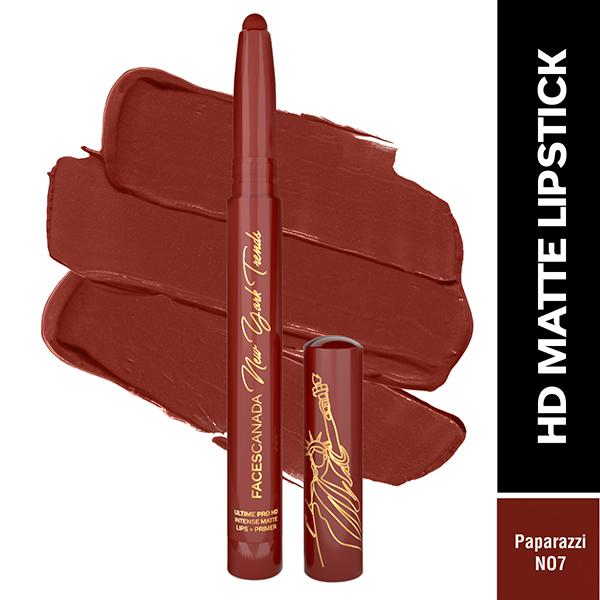 Netmeds | Faces Canada Ultime Pro Hd Intense Matte Lips + Primer - Paparazzi N07, Limited Edition 1.4 gm