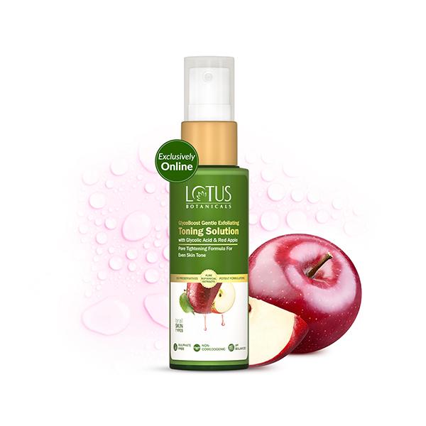 Netmeds | Lotus Botanicals GlycoBoost Gentle Exfoliating Toning Solution with Red Apple+Glycolic Acid 50 ml