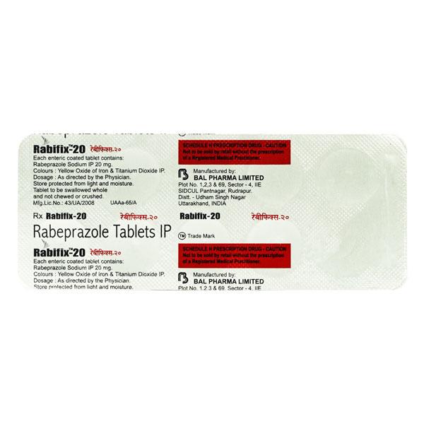 RABIFIX 20 Tablet 10's - Ulcer/Reflux/Flatulence-Aaa