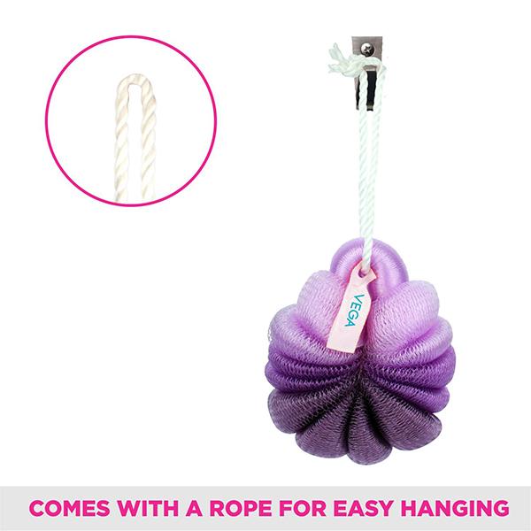 Vega Flower Body Bath Sponge Loofah for Men and Women (BA-3/6), Purple 67 gm - Loofahs & Sponges