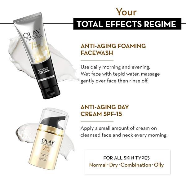 Olay Total Effects Giftpack - Day Cream with Spf 15 50gm + Cleanser 100gm 1's - Face Serum