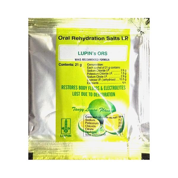 LUPIN'S ORS Tangy Lemon Flavour Powder 21gm - Supplements-Sup