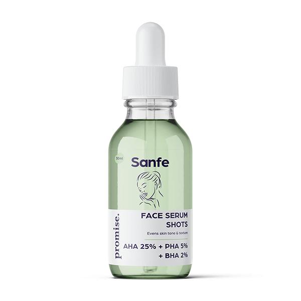 Sanfe Promise Face Serum Shots AHA 25 Percent + PHA 5 Percent + BHA 2 Percent 30 ml - Face Serum