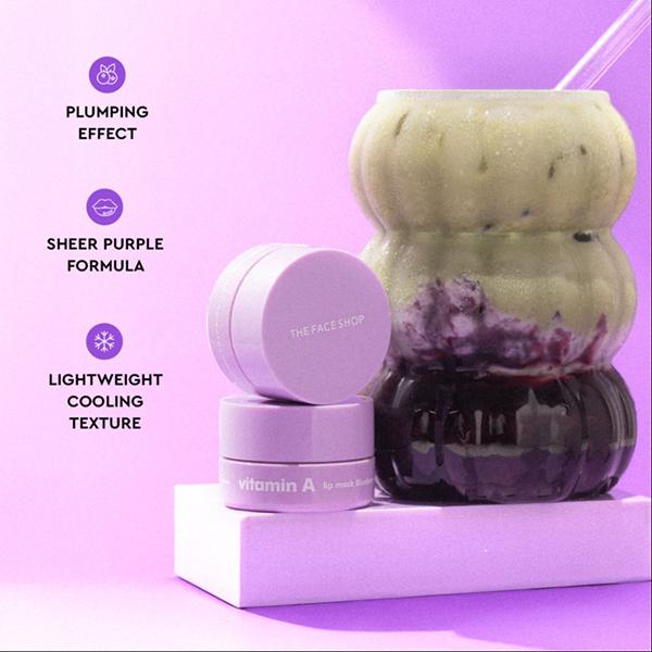 The Face Shop Vitamin A Lip Mask with Blueberry Extracts, Shea Butter for Soft, Plump Lips 14 gm - Lip Mask